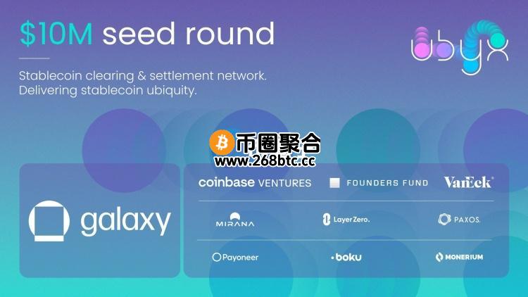 稳定币清结算公司Ubyx融资千万美元！Galaxy、Coinbase和VanEck参投