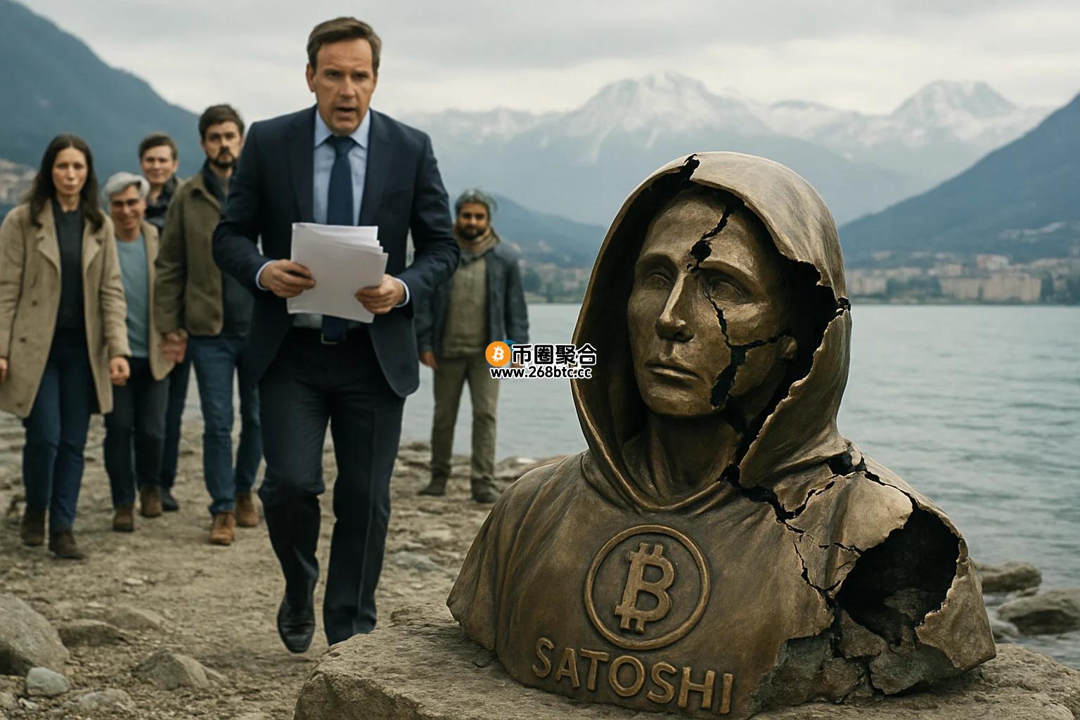瑞士卢加诺中本聪雕像被肢解丢进湖！稳定币发行商Tether CEO Paolo Ardoino发起重建